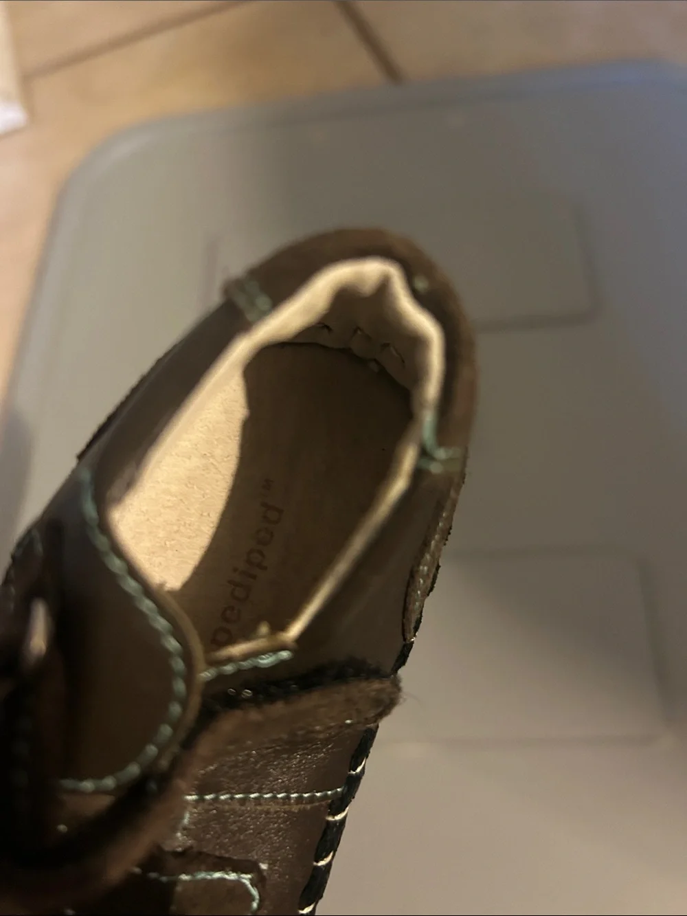 Pediped Brown Suede & Leather Hook-and-Loop Walker Shoes Size 18-24 months